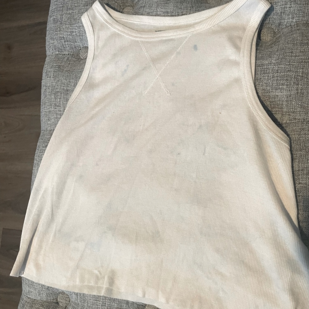 Slightly self tie dyed white tank, size small